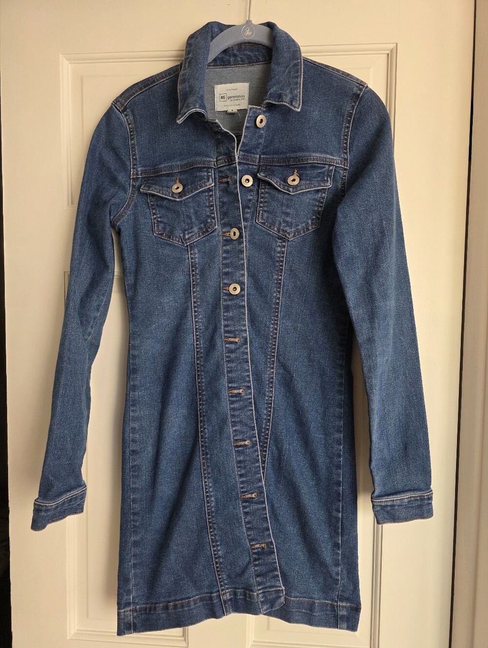 RE Generation by Celebrity Pink Denim Long Sleeve Shirt Dress Mini